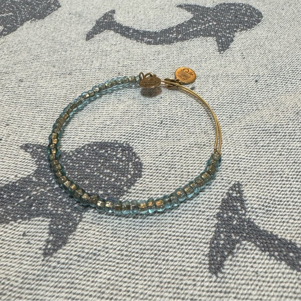 Alex and Ani Blue & Gold Beaded Bangle Bracelet